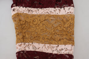 Dolce & Gabbana Multicolor Spitze Pullover mit V-Ausschnitt