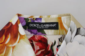 Dolce & Gabbana Multicolor Floral Baumwollbluse mit Kragen