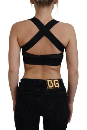 Dolce & Gabbana Schwarzgoldenes ärmelloses Bustier-Top mit Ausschnitt