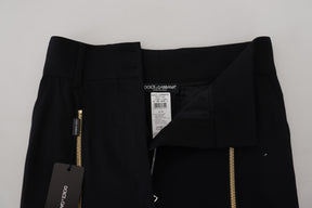 Dolce & Gabbana Schwarze taillierte Hose aus Wolle