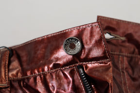 Dolce & Gabbana Metallisch bronzefarbene Skinny Jeans mit hoher Taille