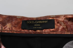 Dolce & Gabbana Metallisch bronzefarbene Skinny Jeans mit hoher Taille