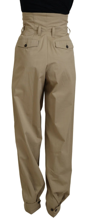 Dolce & Gabbana Braune, taillierte Hose aus Baumwolle mit hoher Taille