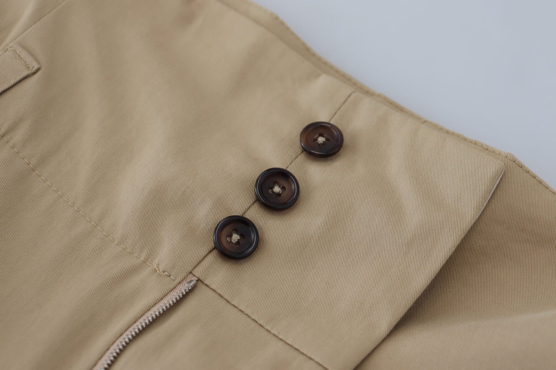 Dolce & Gabbana Braune, taillierte Hose aus Baumwolle mit hoher Taille