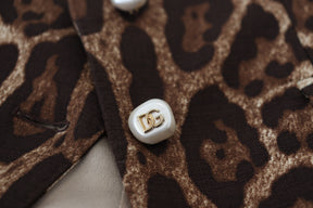 Dolce & Gabbana Brauner A-Linien-Minirock aus Wolle mit Leopardenmuster