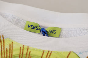 Versace Jeans Weißer Pullover mit Grafikdruck und langen Ärmeln