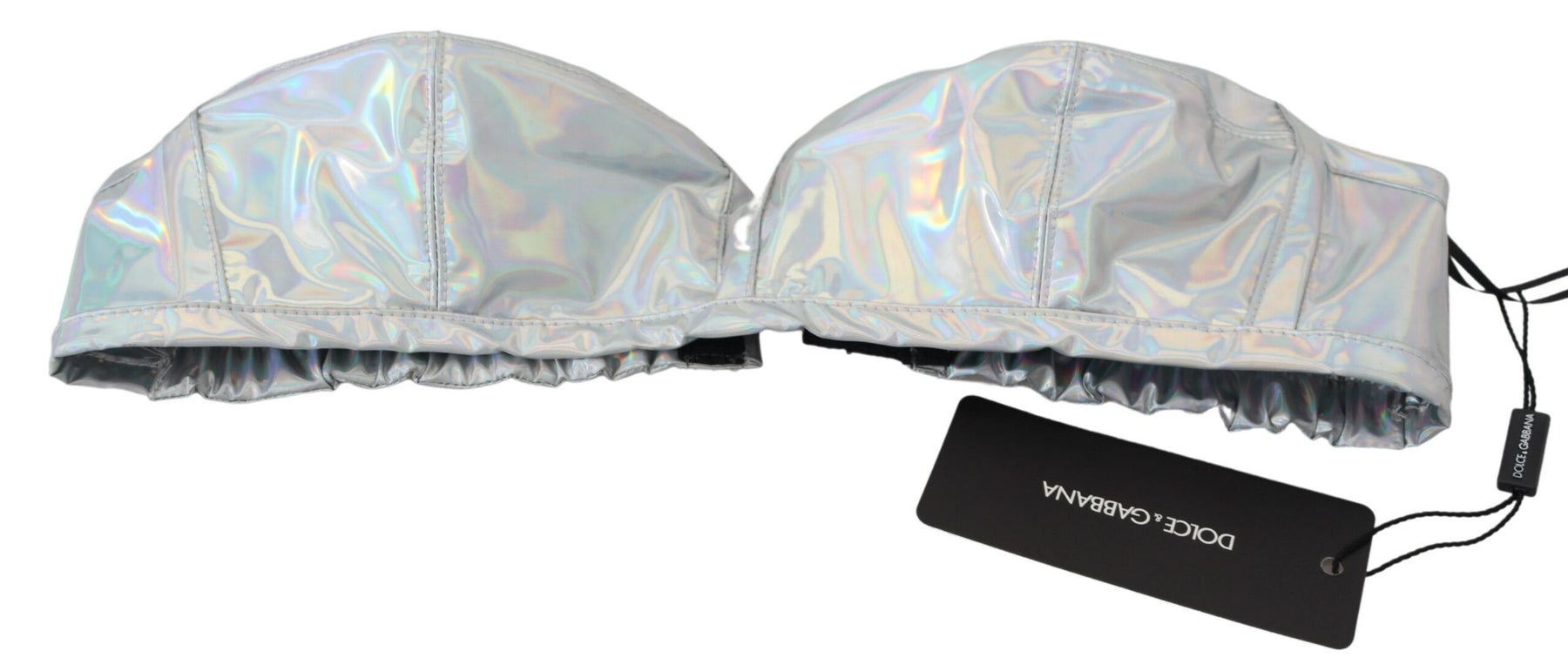 Dolce & Gabbana Silberner Holografie-Effekt Bustier-Büstenhalter Top