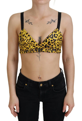 Dolce & Gabbana Gelbes Leopard-geschnittenes Bustier-Korsett-BH-Oberteil