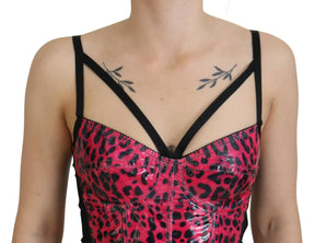 Dolce & Gabbana Rosa Leopard Print Cropped Bustier Korsett Top