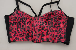 Dolce & Gabbana Rosa Leopard Print Cropped Bustier Korsett Top