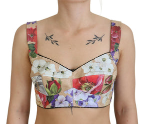 Dolce & Gabbana Multicolor Floral Cropped Bustier Korsett Top