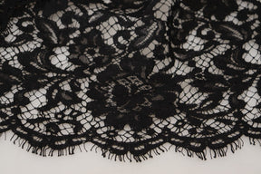 Dolce & Gabbana Schwarzes Shift-Minikleid aus Baumwolle mit floraler Spitze