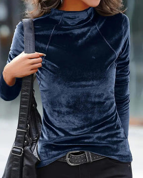 Luxus Samt-Top in Navy für stilvolle Herbsttage und elegante Abende