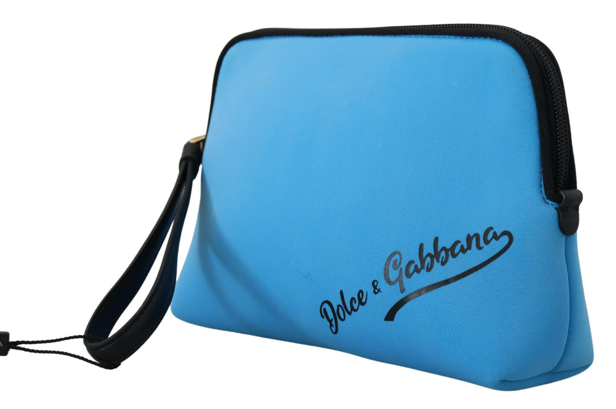 Dolce & Gabbana Handtäschchen mit blauem Logodruck und Leopardenmuster Toilettenbeutel
