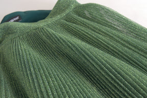 Dolce & Gabbana Grüner Metallic-Faltenrock mit hoher Taille und Faltenwurf