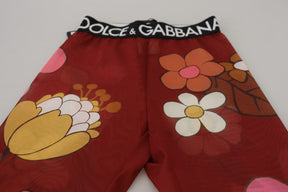 Dolce & Gabbana Rote geblümte Leggings Stretch-Taille-Hose