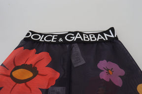 Dolce & Gabbana Schwarze Leggings mit Blumenmuster und Stretch-Taille