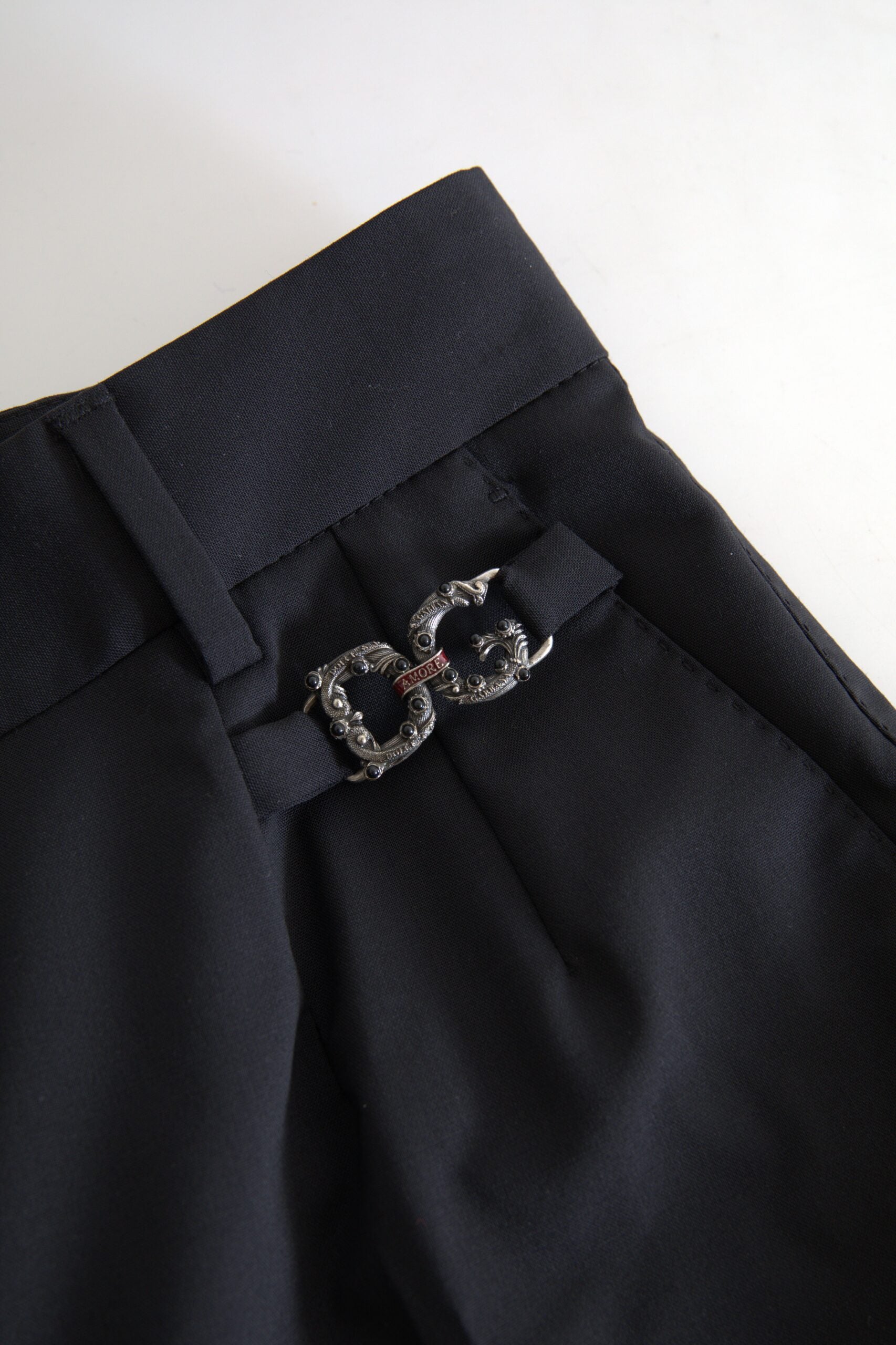 Dolce & Gabbana Schwarze taillierte Hose aus Wolle