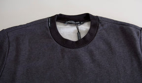 Dolce & Gabbana Dunkelgrauer Pullover mit Rundhalsausschnitt aus Baumwolle