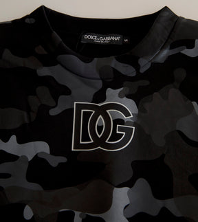 Dolce & Gabbana Schwarzes Camouflage Rundhals-Sweatshirt Pullover