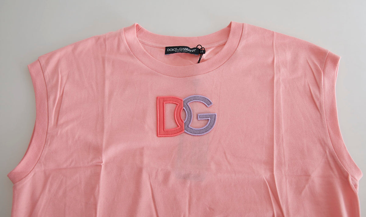Dolce & Gabbana Rosa Baumwolle DG Logo Rundhalsausschnitt Tank-T-Shirt