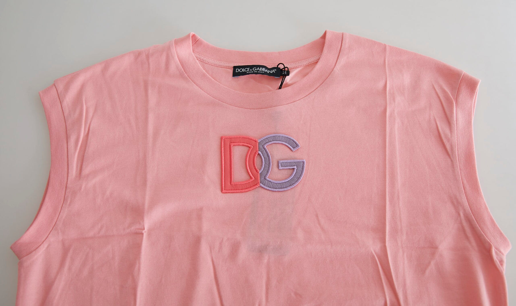 Dolce & Gabbana Rosa Baumwolle DG Logo Rundhalsausschnitt Tank-T-Shirt