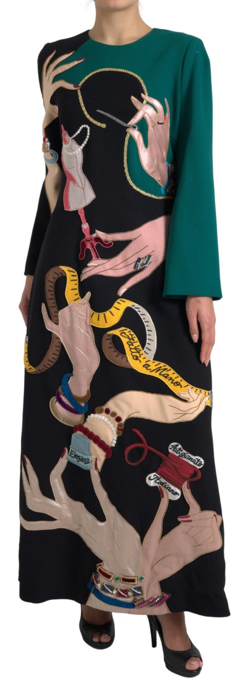 Dolce & Gabbana Multicolor Langärmeliges Maxikleid in A-Linie