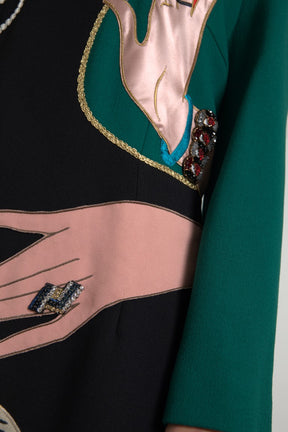 Dolce & Gabbana Multicolor Langärmeliges Maxikleid in A-Linie