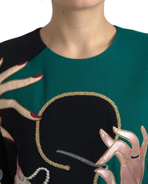 Dolce & Gabbana Multicolor Langärmeliges Maxikleid in A-Linie