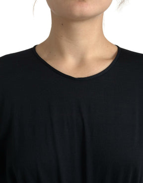 Dolce & Gabbana Schwarzes Wickelkleid aus Wolle Midikleid