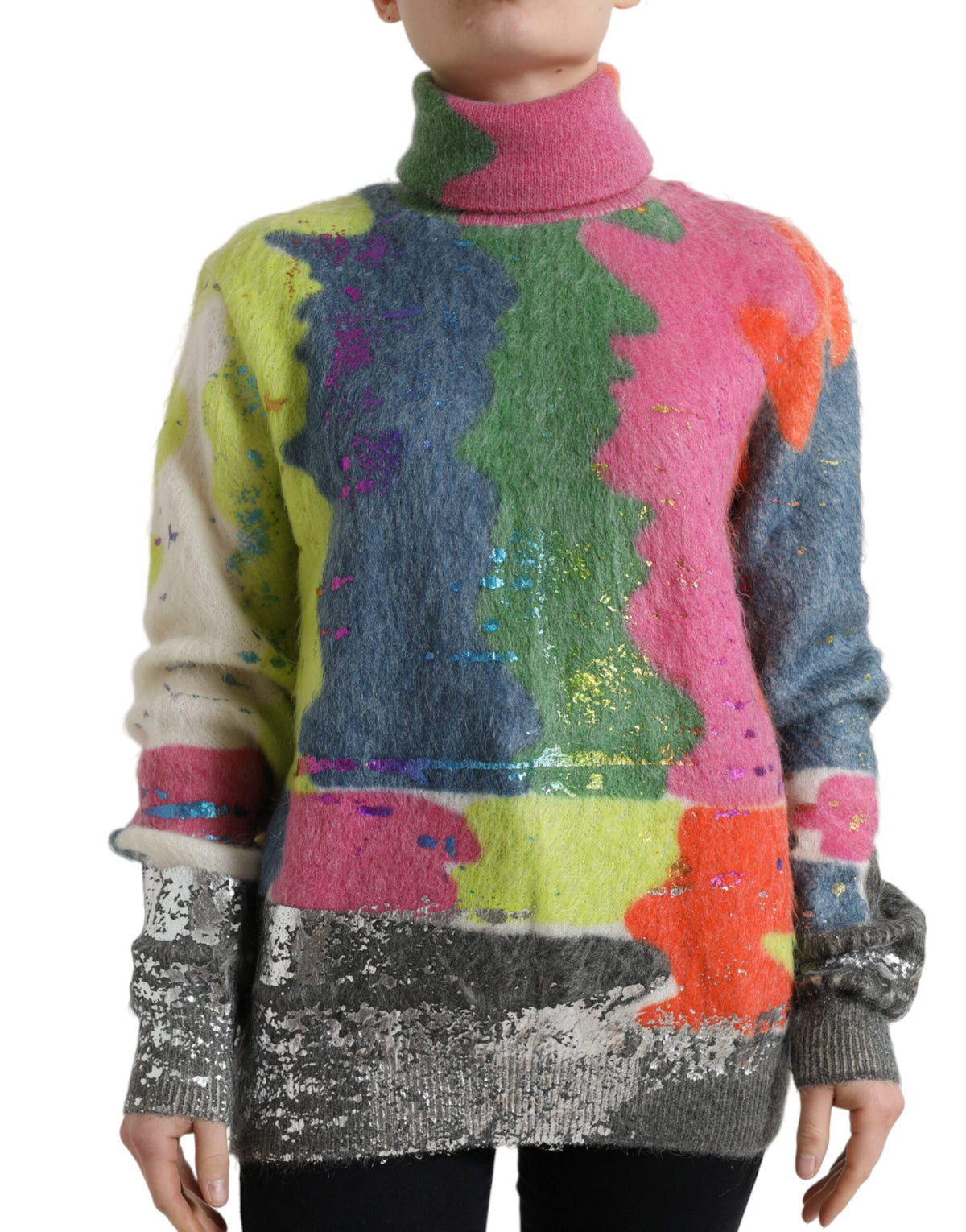 Dolce & Gabbana Multicolor Mohair Rollkragenpullover Pullover