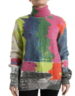 Dolce & Gabbana Multicolor Mohair Rollkragenpullover Pullover