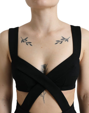 Dolce & Gabbana Schwarzes ausgeschnittenes ärmelloses Bodycon Midikleid