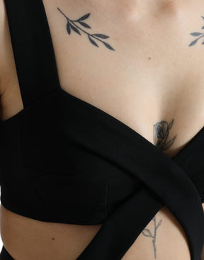 Dolce & Gabbana Schwarzes ausgeschnittenes ärmelloses Bodycon Midikleid