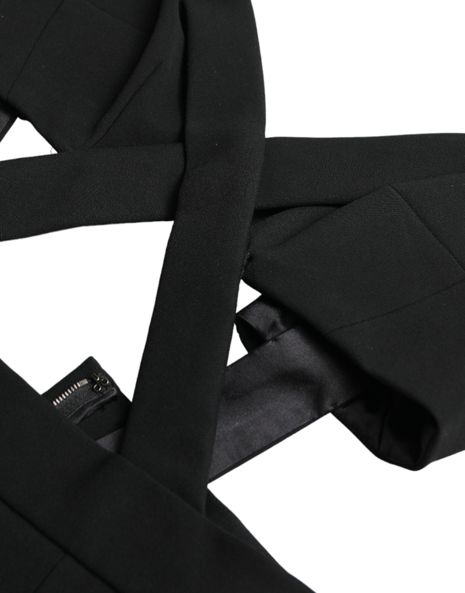 Dolce & Gabbana Schwarzes ausgeschnittenes ärmelloses Bodycon Midikleid