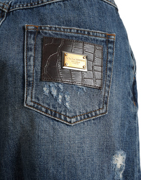 Dolce & Gabbana Blaue Baumwolle mit hoher Taille Denim Hot Pants Shorts