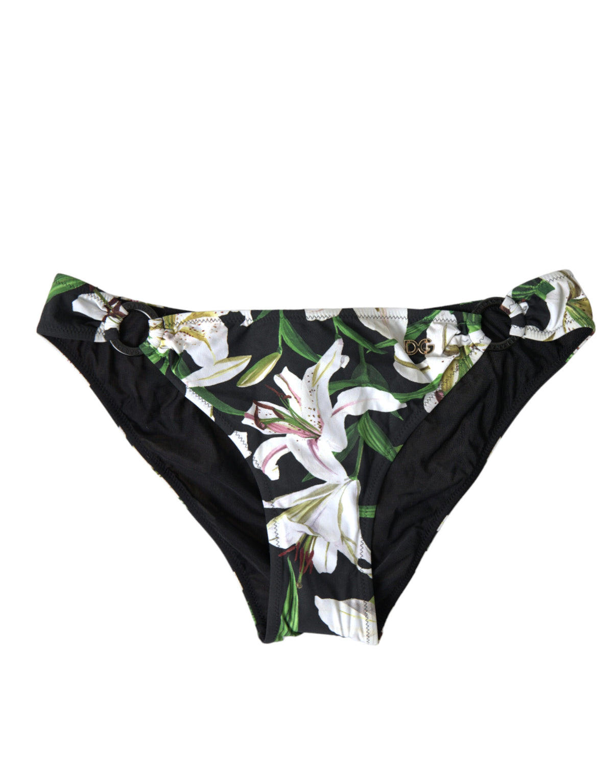 Dolce & Gabbana Schwarze Lily Print Bademode Bottom Beachwear Bikini