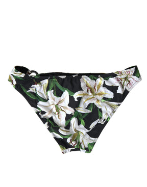 Dolce & Gabbana Schwarze Lily Print Bademode Bottom Beachwear Bikini