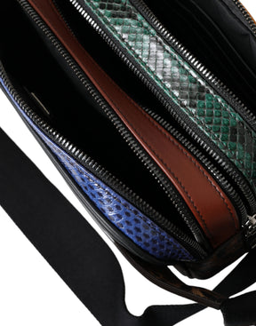 Dolce & Gabbana Schwarzes Exotenleder Logo Gürtel Taille Gürteltasche