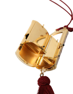 Dolce & Gabbana Rosa Exotisches Leder Mini-Spiegel Quaste Makeup Tasche