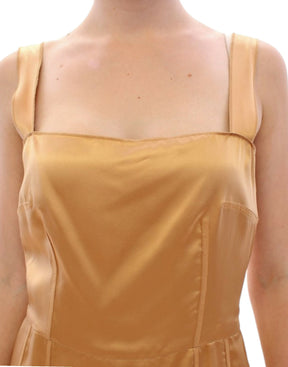 Dolce & Gabbana Bronzefarbenes Seiden-Etuikleid