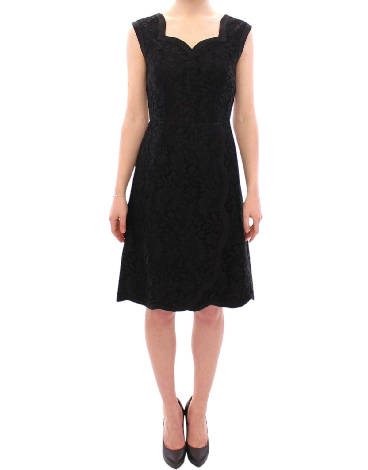 Dolce & Gabbana Schwarzes Laufstegkleid aus geblümter Spitze von Sicily