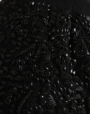 Dolce & Gabbana Schwarzer Crystal Handmade Knee Bleistiftrock