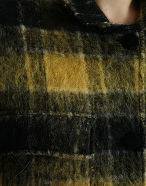 Dolce & Gabbana Gelber karierter Langarm Freizeitmantel Jacke