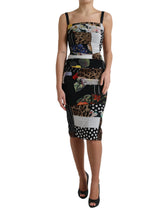 Dolce & Gabbana Mehrfarbiges Patchwork Midi-Leopard-Bodycon-Kleid mit Blumenmuster