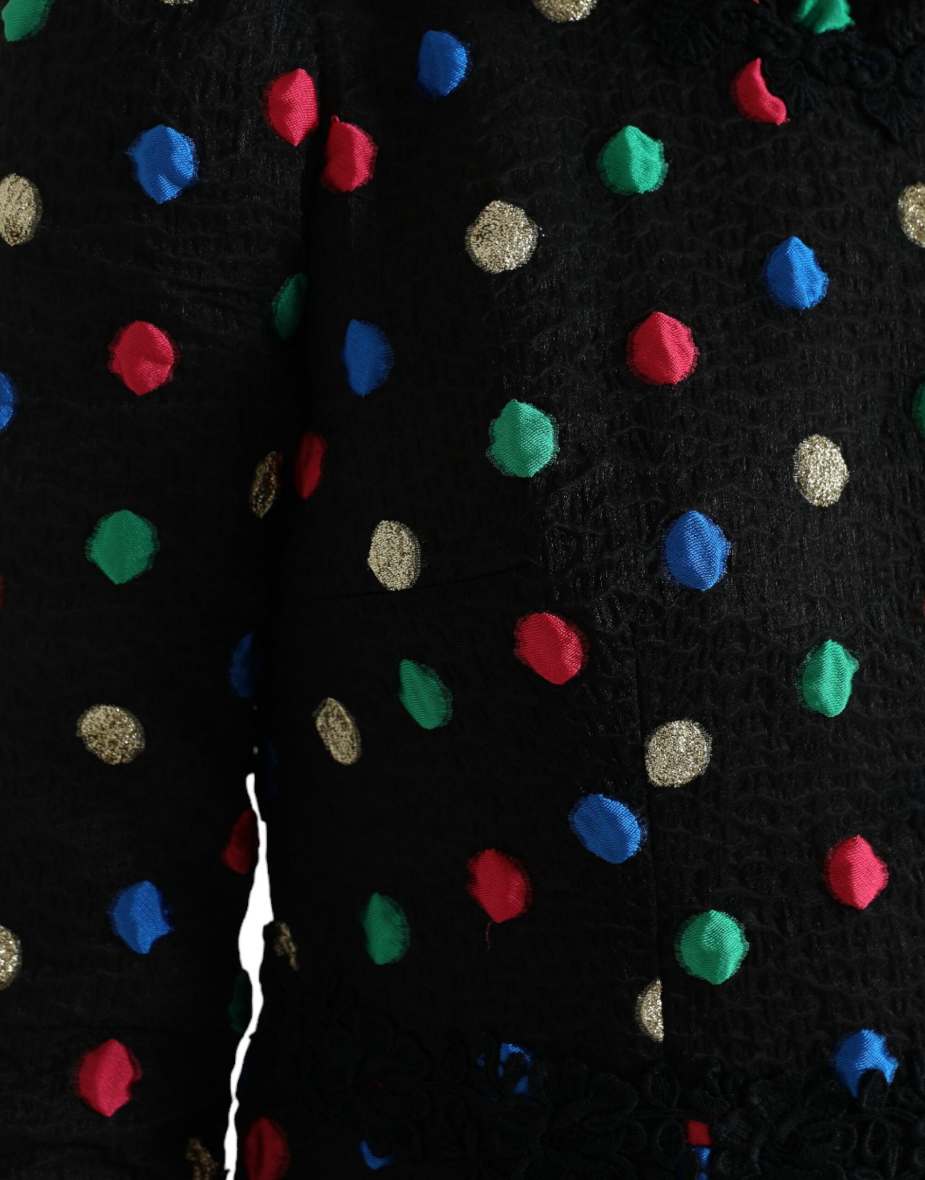 Dolce & Gabbana Schwarzes gepunktetes Midikleid mit Rüschen aus Baumwolle