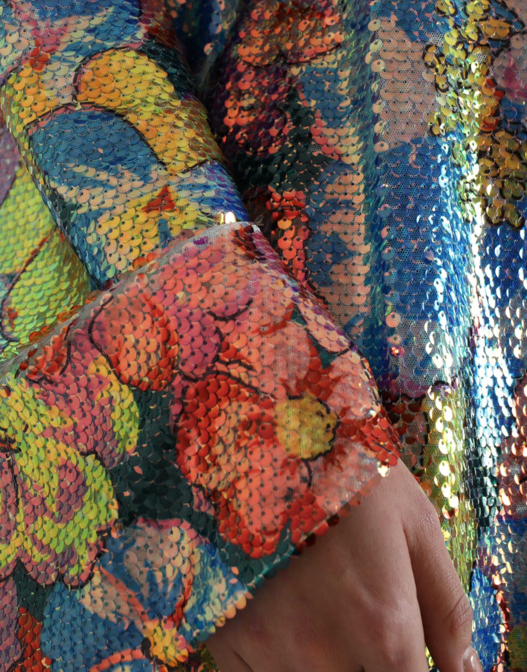 Dolce & Gabbana Multicolor Florales Pailletten-Minikleid