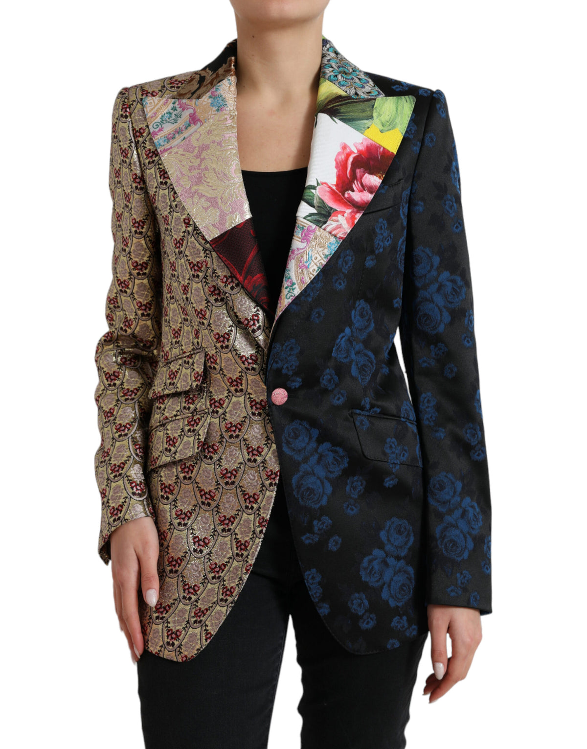 Dolce & Gabbana Multicolor Floral Patchwork Jacquard Jacke