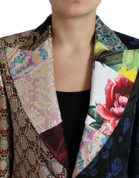Dolce & Gabbana Multicolor Floral Patchwork Jacquard Jacke