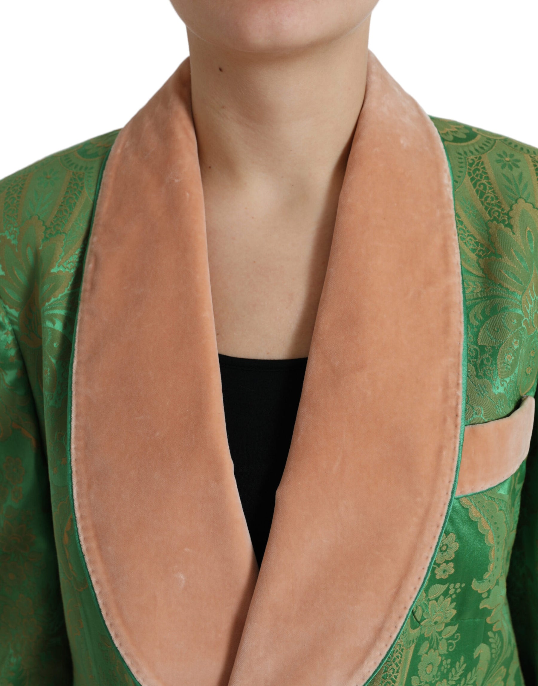 Dolce & Gabbana Grüner geblümter Zweireiher Mantel Jacke